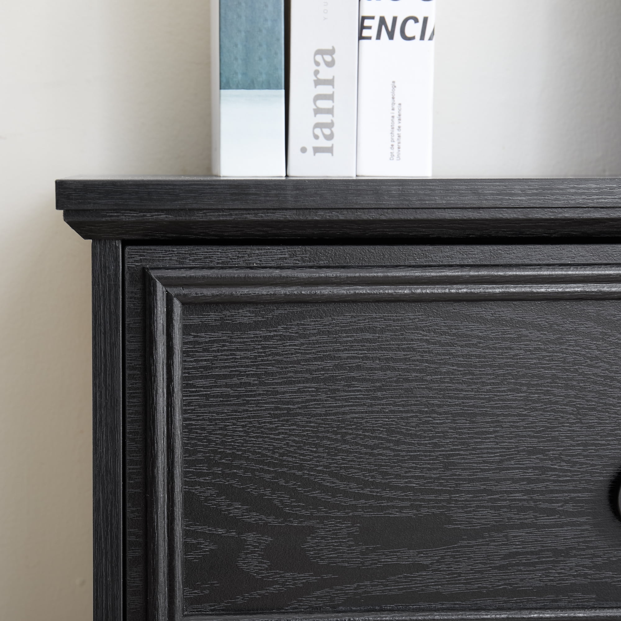 Leumius Modern Farmhouse 6 Drawer Dresser,Wooden Chest of Drawers with 6 Storage Drawers for Bedroom,Black