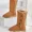 Brown, variant on Women Snow Boots Winter Mid-calf Boots Warm Cotton Shoes Cold Fashion Solid Color Button Ladies Brown Long Boots Plus Size 42 (Brown,39)