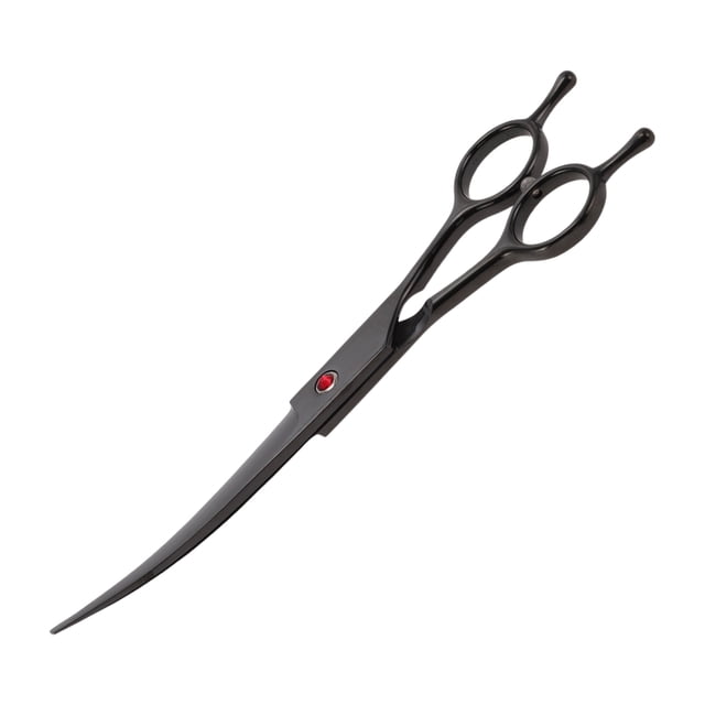 Tijeras de peluquería para perros Unique Bargains con mango ergonómico, tijeras curvadas para mascotas de 7.5" en negro
