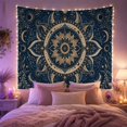 thumbnail image 2 of Intricate Mandala on Deep Navy Blue, Mystical Celestial for Meditation Enthusiasts, Spiritual Wall Art Decor, Housewarming Gift, Tapestry Wall Hanging for Bedroom and Living Room, 2 of 7