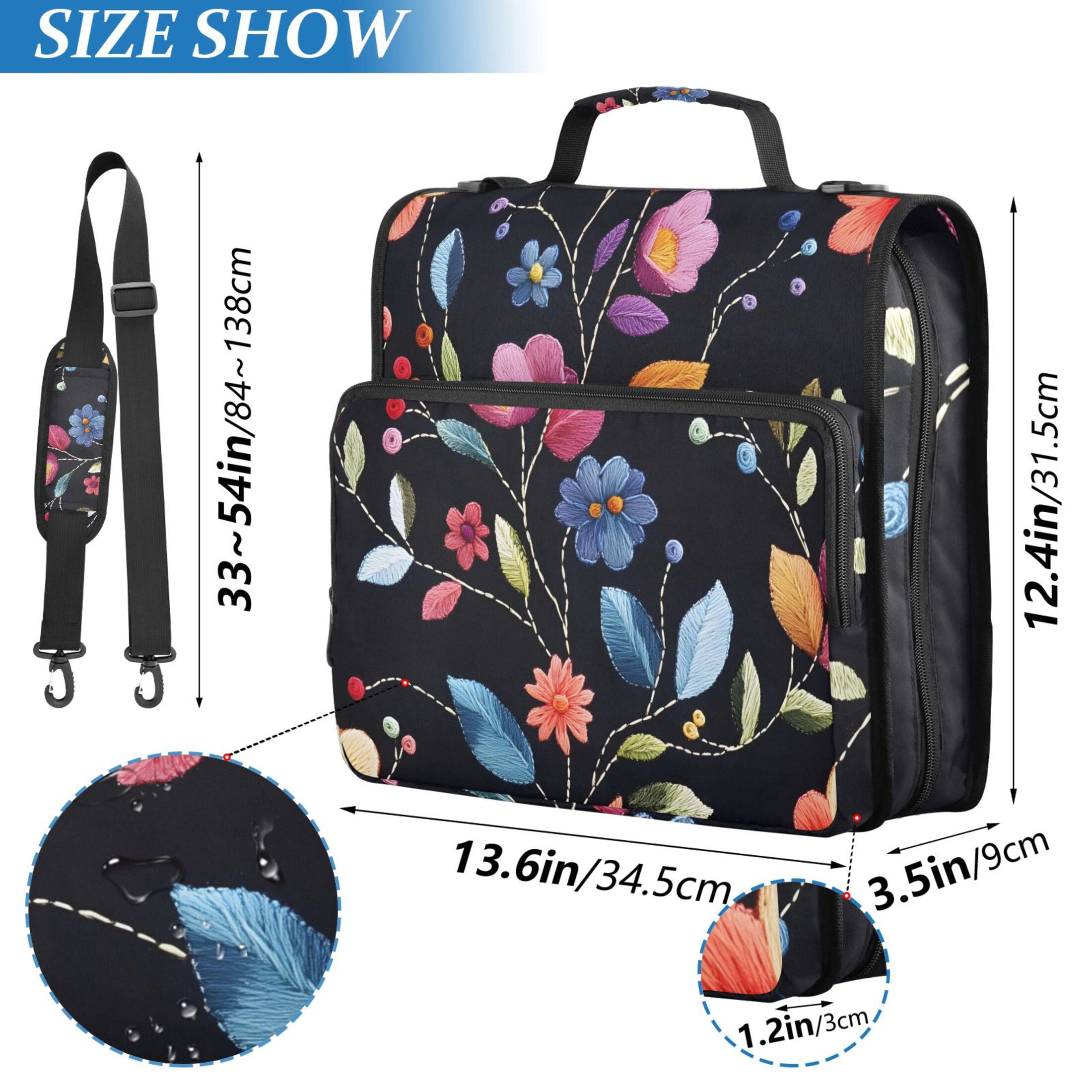 ALAZA Zipper Binder Ethnic Flower Pattern 3 Ring Trapper Keeper File Folder Organizer Bag