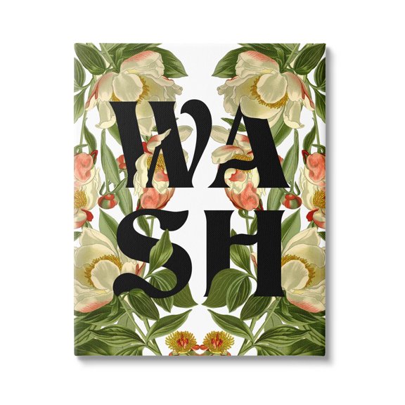 Wash Flower Blossom Bath Sign Botanical & Floral Graphic Art Gallery Wrapped Canvas Print Wall Art