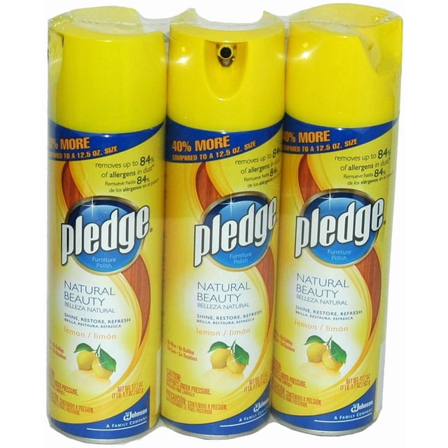 Abrillantador para muebles Pledge con aroma a limón, 3 unidades, 522 ml
