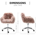 thumbnail image 3 of Wubio Fluffy Office Desk Chair, Faux Fur Modern Swivel Armchair with Wheels, Soft Comfy Fuzzy Elegant Accent Makeup Vanity Chairs for Women Girls, Home Living Dressing Room Bedroom, Pink, 3 of 9