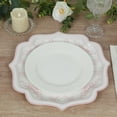 thumbnail image 4 of CUITING 25 Pack White Pink Paper Dessert Plates in Damask Floral Pattern  8” Round Disposable Salad Appetizer Plates with Scalloped Rims - 300 GSM, 4 of 10
