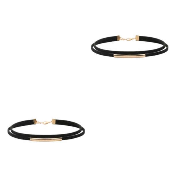 Sonducket Gargantilla clásica Collar Collar ajustable Collares Ligero Retro Moda Cuello Cadena Torques Colgantes cortos Oro Oro 2piezas