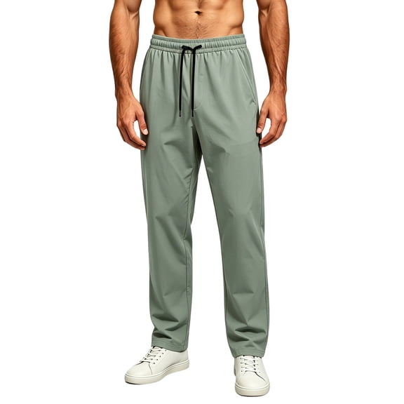 WRKEKC Joggers for Men Solid Mesh Quick Dry Drawstring Elastic Waist Straight Leg Trousers Loose Casual Summer Breathable