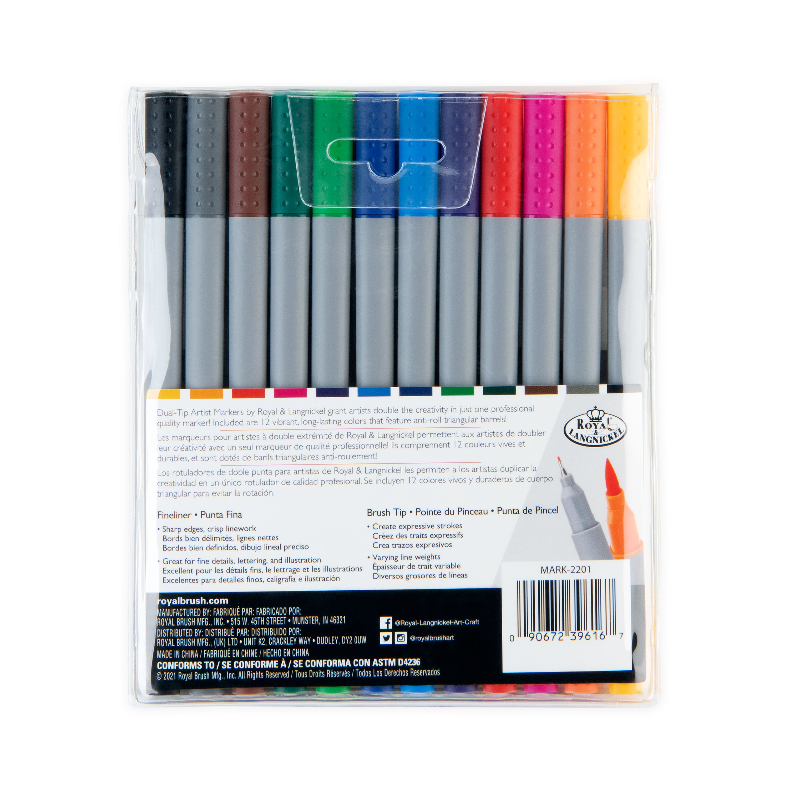 Royal & Langnickel Fineliner Artist Markers, Assorted Colors, 36pc
