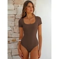 thumbnail image 6 of ANRABESS Ribbed Knit Bodysuit Top for Women Short Sleeve Scoop Neck Fitted One Piece Shirt, Casual Summer Going Out Top, 6 of 9