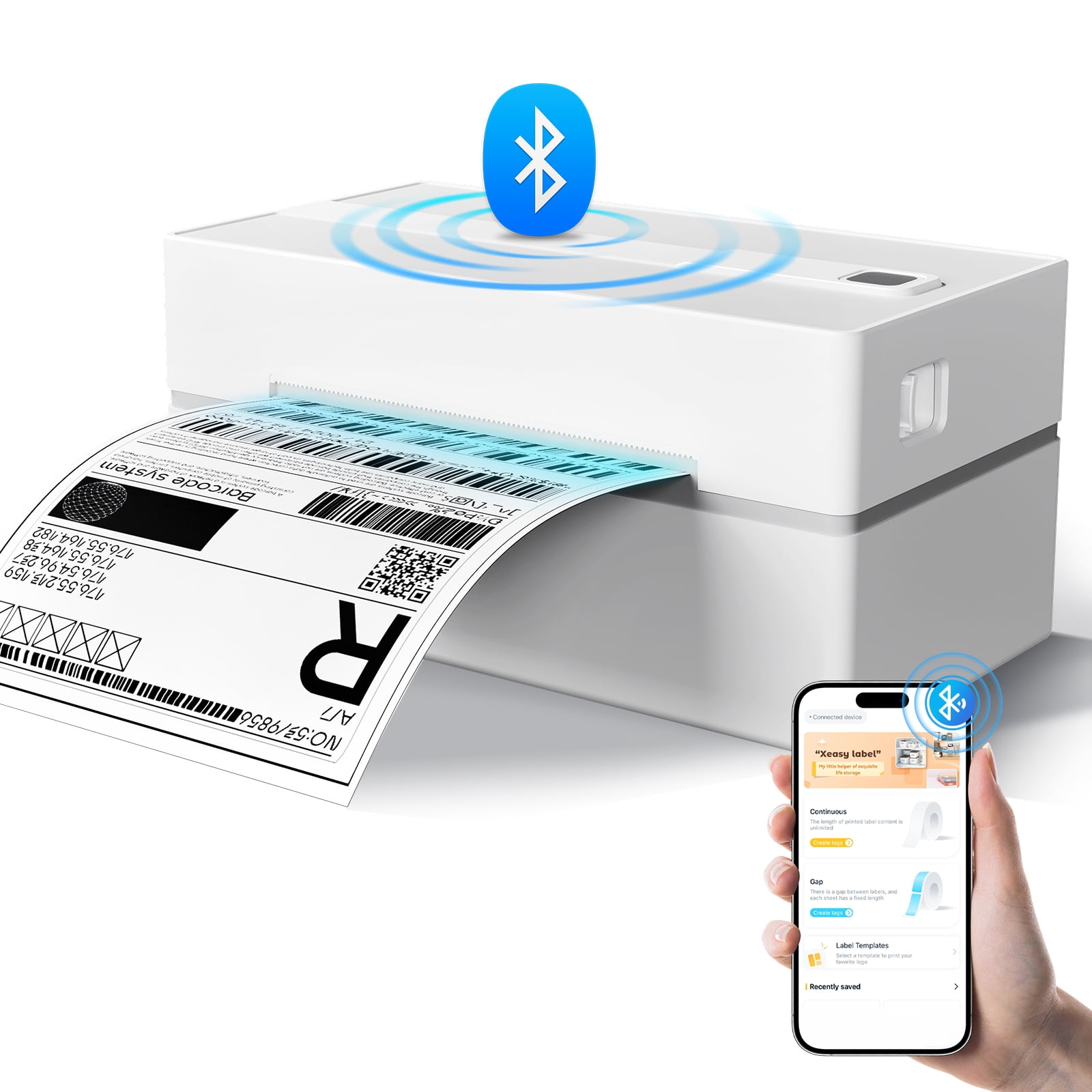 Label Printer, 4x6 Thermal Bluetooth Shipping Label Maker for Packages, Compatible with Windows iOS Android, Wireless Sticker Printing for Business and Home
