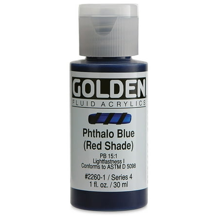UPC: 0738797226012 | Golden Fluid Acrylics – Phthalo Blue (Red Shade)  1 oz bottle