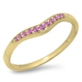 thumbnail image 1 of Dazzlingrock Collection 0.11 Carat (ctw) 14K Round Cut Pink Sapphire Wedding Stackable Contour Guard Band, Yellow Gold, Size 9, 1 of 1