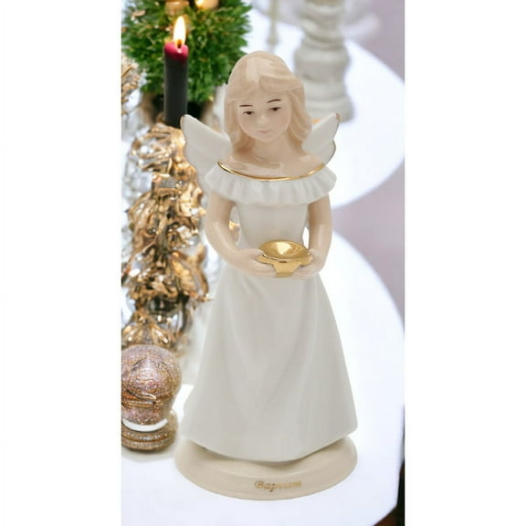 Ceramic Baptism Angel 2.4x5.6 Inch White Porcelain Gift