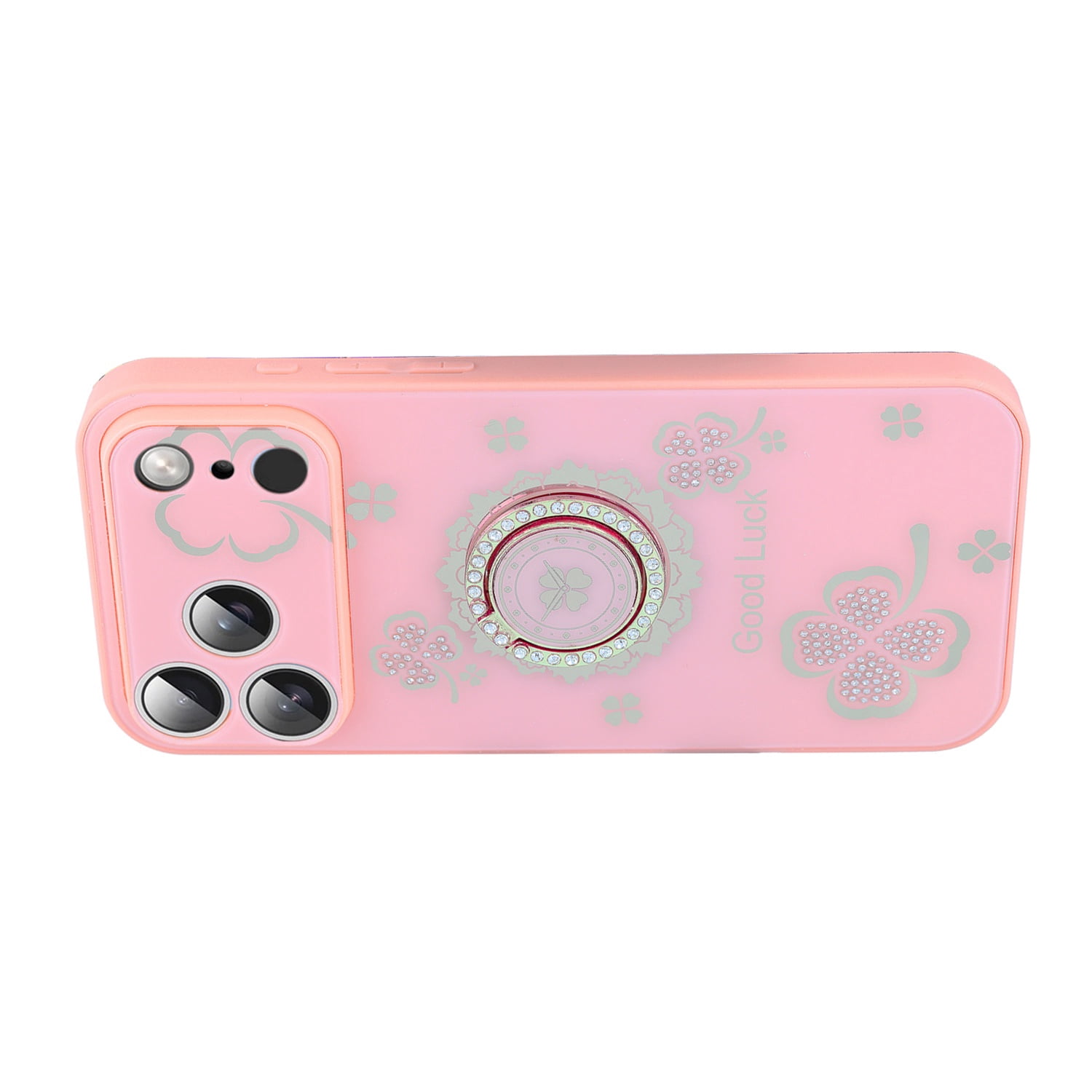 Cute Sturdy Diamond Shiny Cases with Ring for iPhone 17 Pro Max - Pink