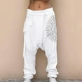thumbnail image 2 of Edvintorg Harem Pants for Women Streetwear 90S Vintage Hip Hop Casual Loose Pants Fashion Women's Solid Color Printed Harlan Pants White XXL, 2 of 6
