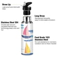 thumbnail image 3 of Yayeee 33oz Insulated Water Bottle Double Wall Stainless Steel with Flip Straw Lid, Pink Hand Drawn Sailboats, 3 of 7