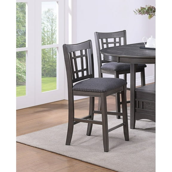 Simple Classic Gray Color Dining High Chairs Cushions Seats Wooden Set of 6pc Chairs Dining Room Furniture