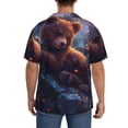 thumbnail image 5 of Fotbe Lazy Stone Bear print Short Sleeve Button Down Shirts for Men Casual Summer Beach Wrinkle Free Shirt-Large, 5 of 7