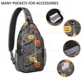 thumbnail image 2 of Sling Backpack,Gray Halloween Pumpkins Bats and Faces Sling Bag with Water Bottle Holder,Waterproof Sling Bag for Men/Women with Headphone Jack for Hiking,Travel, 2 of 6