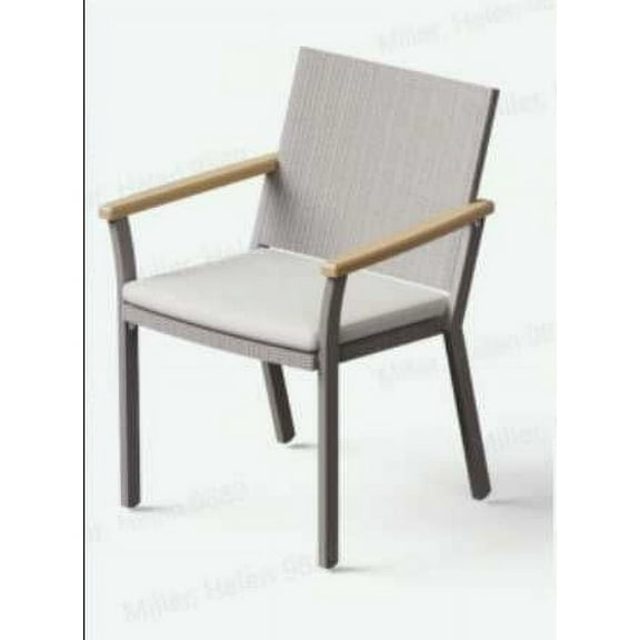 SONGMICS HOME Sencillo Collection - Dining Chair, Armchair, Patio Chair, with Faux Wood Armrests, Modern and Transitional Style,Gray and Beige