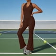 thumbnail image 4 of Cutuoiiu Womens Lace V-neck Halter Jumpsuit Backless Flared Pants Yoga Bodysuit for Workout Gifts, 4 of 6