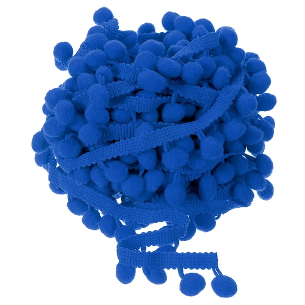Uxcell 10 Yards Pom Pom Ball Fringe Trim Ribbon Sewing Trim DIY Crafts, 12mm Azul