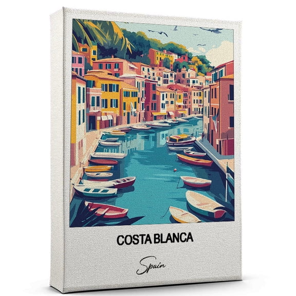 Costa Blanca Travel Canvas Wall Art – Beautiful Travel Decor for Bedroom, Office Spain Canvas Print – Serene and Scenic Wall Decor Gift for Travel Lovers