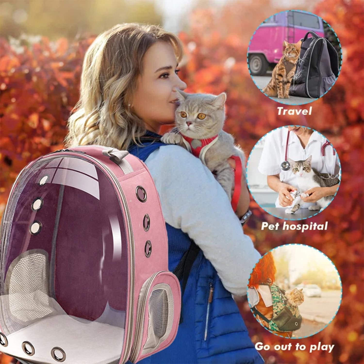 Airline-Approved Cat & Small Dog Backpack Carrier – Transparent Bubble Space Capsule Travel Bag for Hiking & Outdoor Use