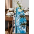 thumbnail image 4 of ERUNPONLY Summer Beach Coastal Table Runner - 60 Inch Long Blue Sea Ocean Landscape Hawaii Cotton and Linen Blended Dress Scarves Farmhouse Table Runner for Kitchen Dining, Coffee Table, 13"x60", 4 of 8