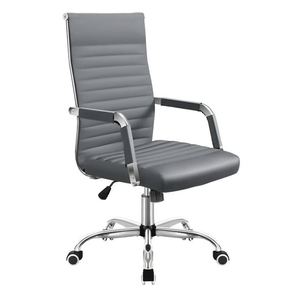 Homall Office PU Leather Chair with Lumbar Support and Armrest, Ergonomic Conference Chair, Gray
