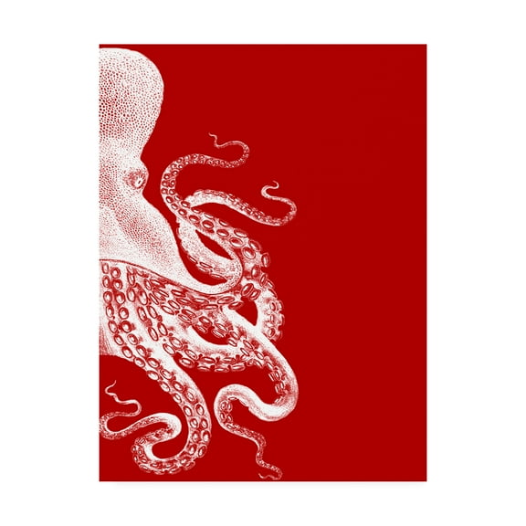 Trademark Fine Art 'Octopus Red and White b' Canvas Art by Fab Funky