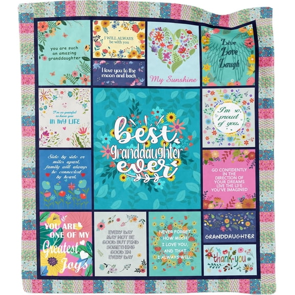 Granddaughter Gifts from Grandma/Grandpa, Granddaughter Gifts Blanket, Christmas/Birthday/Graduation Gifts for Granddaughter, to My Granddaughter Blanket Throw 60x50in
