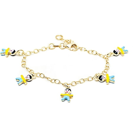 Pori Jewelers 18kt Gold-Plated Sterling Silver Baby Charm Bracelet, 6