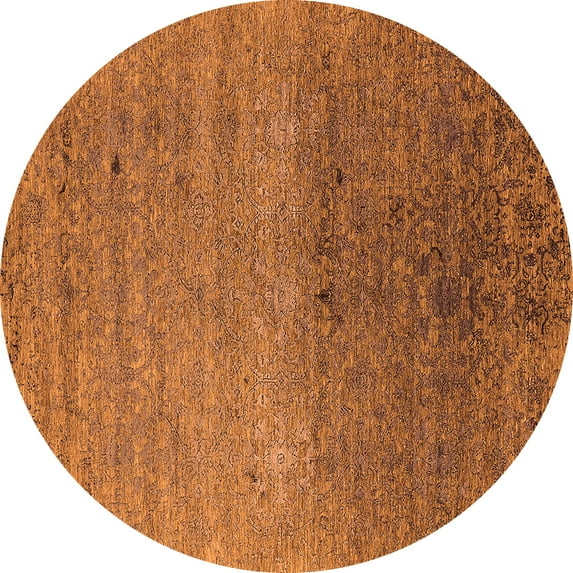Ahgly Company Indoor Round Oriental Orange Industrial Area Rugs, 7' Round