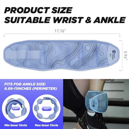 M MIKE SPORT Ankle Weights,Wrist Weights Leg & Hand Weights for Women Men Kids With Gym Ankle Straps Weights Set for Gym Exercises,Fitness,Workout,Walking,Jogging,Yoga, Dance, Pilates, Aerobics-4LB*2