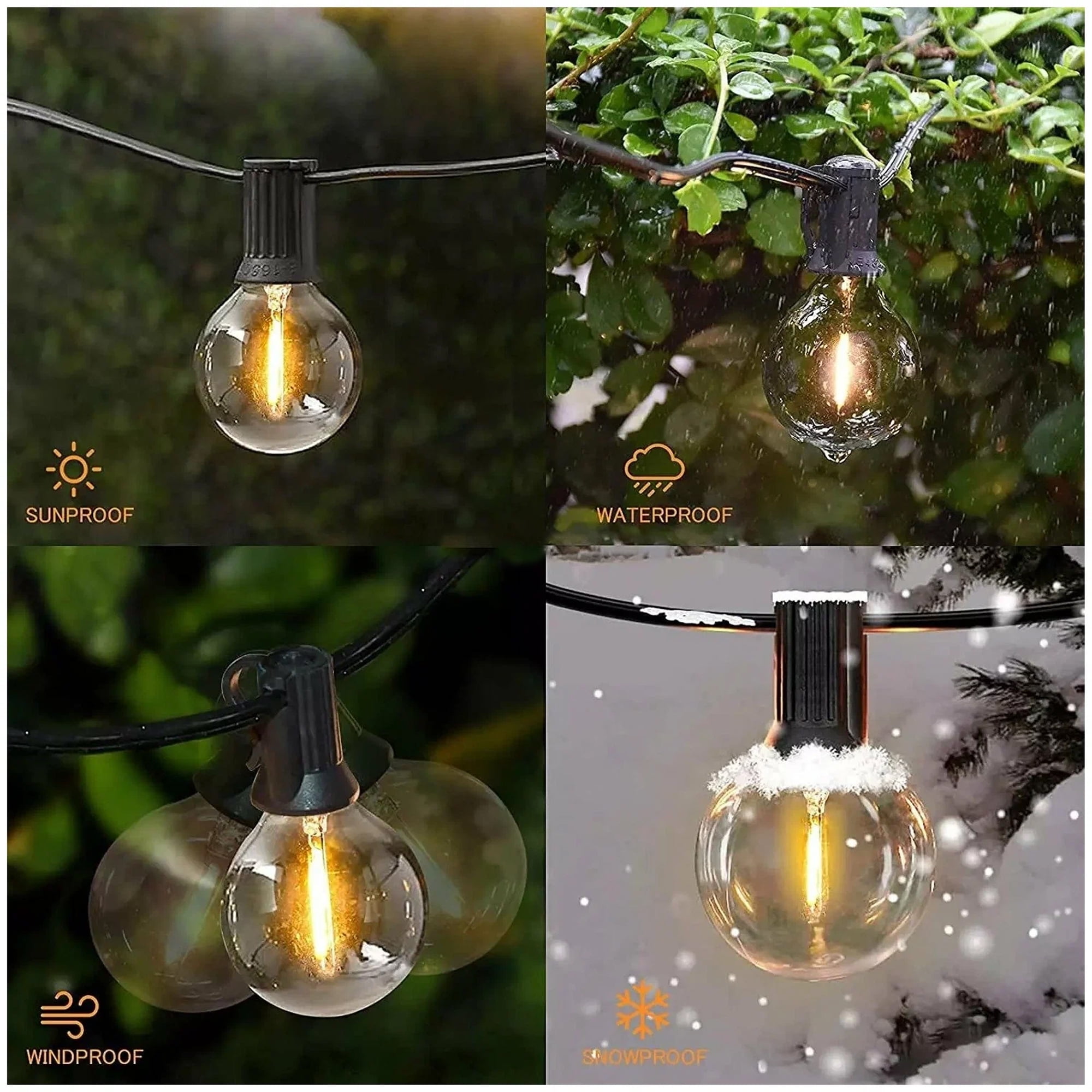 PHOPOLLO G40 LED Outdoor String Lights 100FT, 50 Bulbs 2700K Shatterproof, Waterproof, Hanging Decoration Lights for Porch, Deck, Garden, Backyard, Balcony,Patio.