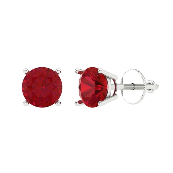 Clara Pucci 2Ct Ruby Round Cut VVS1 Screw Back Stud 18k Solid hypoallergenic Gold Designer Earrings For July