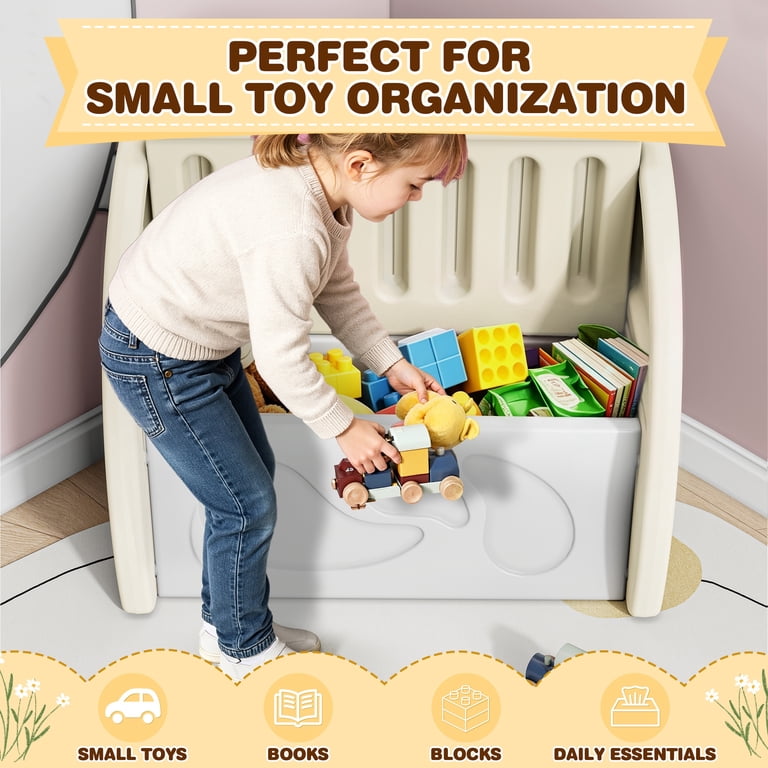 PORKISS Kids Toy Box for Boys Girls, Plastic Toy Storage Organizer