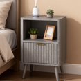 thumbnail image 4 of Ktaxon Fluted Nightstand with 1 Drawer, End Table Wooden Bedside Table Large Capacity Easy to Assemble, Gray, 4 of 6