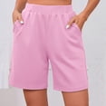 thumbnail image 4 of Miluxas Women's Summer Athletic Shorts Pull on High Waisted Yoga Shorts with Pockets Soft Stretch Workout Running Shorts Work Casual Bermuda Shorts Pink, 4 of 9