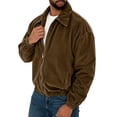 thumbnail image 5 of Qgtaibl Corduroy Jacket for Men Vintage Solid Color Zip Up Bomber Coat Loose Fit Lapel Causal Outwear with Pockets Coffee L, 5 of 8