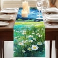 thumbnail image 3 of Table Runners 72 Inches Long Dress Scarves, Blue Green Forests Farmhouse Kitchen/Dining Table Runner, Coffee Tablerunners, Spring Oil Painting Daisy Nature Landscape 16x72 Inch, 3 of 9
