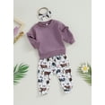 thumbnail image 3 of GXFC Baby Girl Fall Outfits Set Clothes 6M 12M 18M 2T 3T Kids Girl Long Sleeve Sweatshirts Tops and Cow Print Long Pants Headband 3Pcs Casual Autumn Clothing for Toddler Girl, 3 of 8