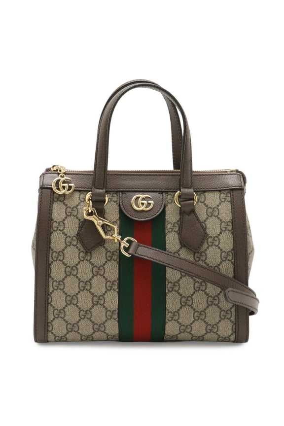 Pre-Owned GUCCI Ophidia GG Supreme Small Tote Bag, Handbag, Shoulder Leather, Beige/Mocha...
