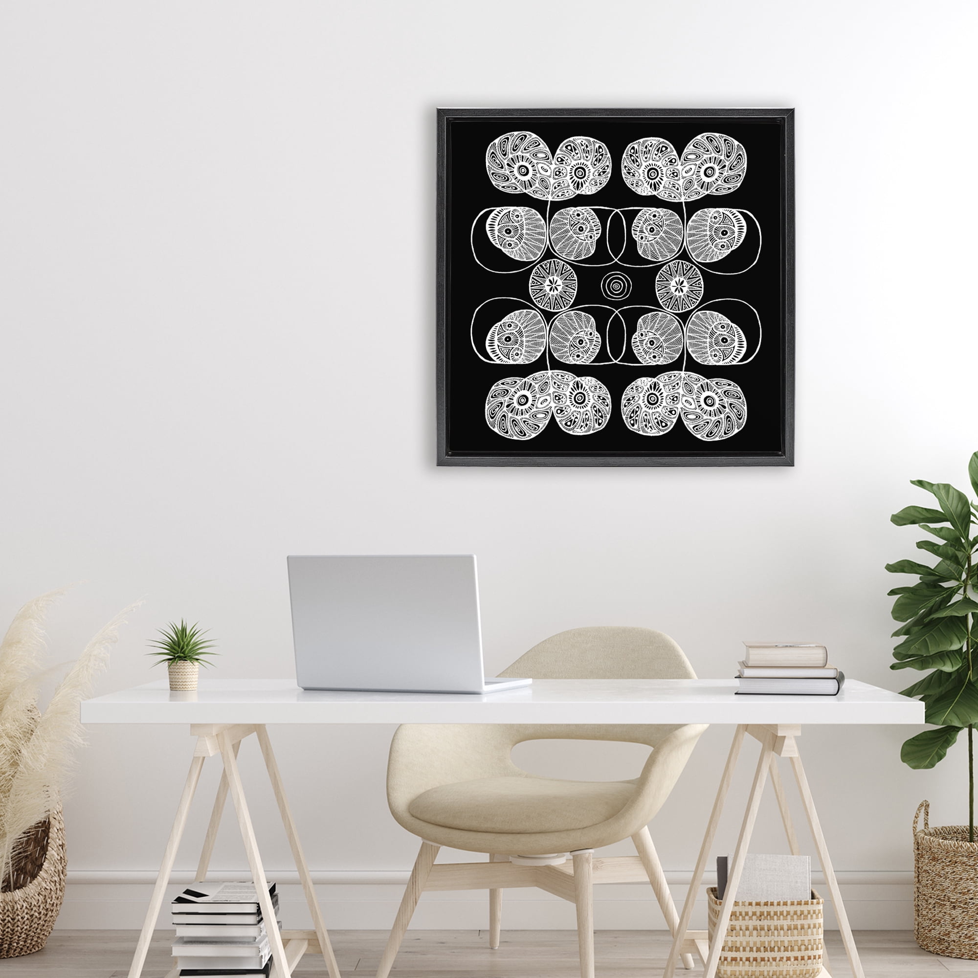 Stupell Industries Detailed Rounded Elementals Black Framed Floater Canvas Wall Art, design by El Perkin
