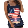 thumbnail image 1 of NIEWTR Tankini Hauts pour Femmes Bretelles Spaghetti Contrôle du Ventre Haut de Maillot de Bain Drapeau Américain Graphique Haut de Maillot de Bain (Rouge, G), 1 of 5