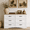 6 Drawers-Black, variant on 6-Drawer Dresser, 47" Wide Chest of Drawers with Metal Handles, Modern Storage Organizer Sturdy Wood Chest of Drawers for Bedroom, Living Room, Hallway, Office, Entryway, White&Retro