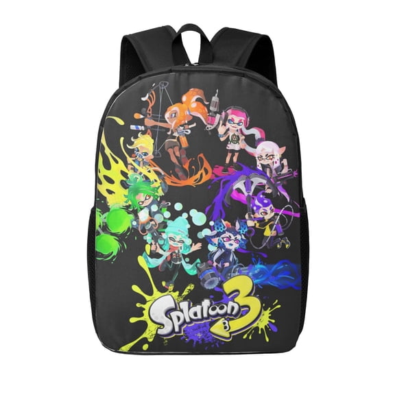 Splatoon 3 Backpack 17 Inch Large Capacity Casual School Bag Lightweight Daypack Laptop Bag Travel Hiking Camping