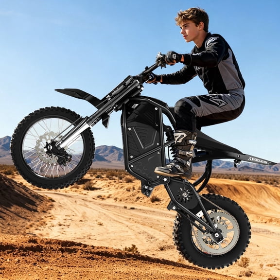 ESKUTE Electric Dirt Bike for Adults & Teens, 3500W Peak Mid-Drive Motor, 38 MPH Off-Road E-Bike, 48V 23Ah Battery, 14"/12" Tires, Hydraulic Dual Shock Suspension Black