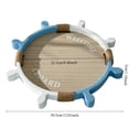 thumbnail image 6 of 1 Pc Mediterranean Style Wooden Tray - Nautical Ship Wheel Shaped Decorative Tray with Hemp Rope Accents, Blue & White Ocean Theme for Parties, Bars & Coastal Home Decor (Non-Food Contact), 6 of 9